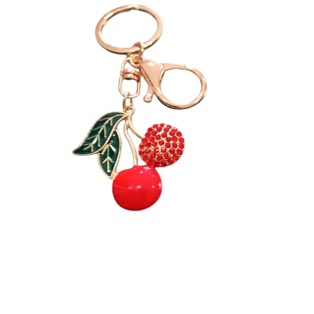 Bling Rhinestone Cherry Keychain Purse Backpack Charm